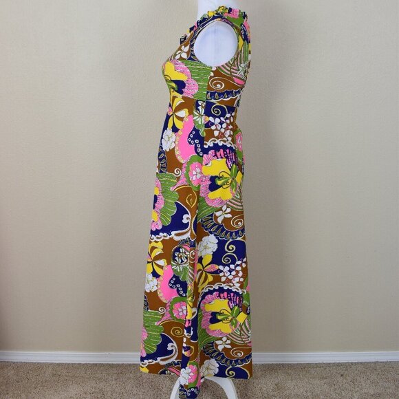 Vintage 60s Mod Floral Midi Dress - 0/2 - Picture 5 of 10